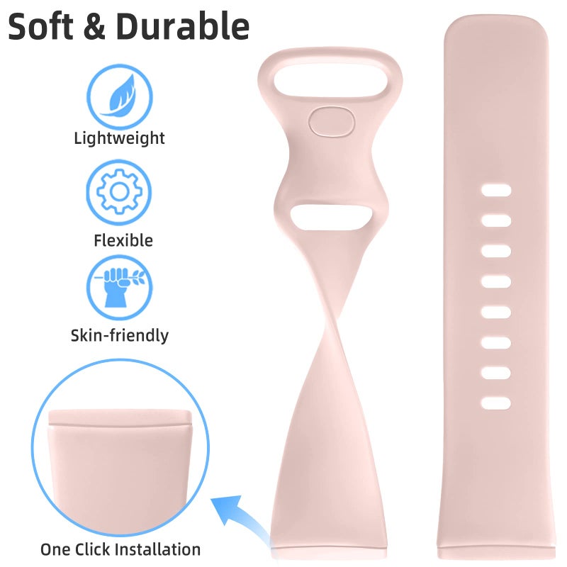 Getino Compatible with Fitbit Sense 2/ Sense Bands/Versa 4/ Versa 3 Bands Women Men, Silicone Sport Accessories Band, Small Black/Gray/Pink/White - Image 5